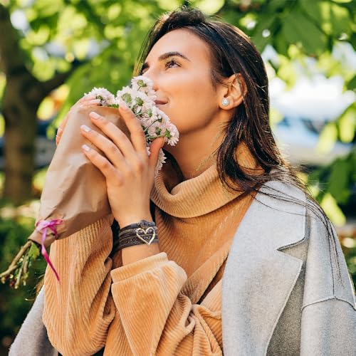 Leather Wrap Bracelet for Women, Boho Cuff Bracelet with Strong Clasp, Multi-Layer Crystal Leather Bracelet for Valentine Mother's Day - color: 01-Heart-Grey