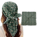 Bandanas for Women Men 21"x21" Floral Headband Scarf Versatile Hair Bandana Square Head Scarf - color: Green Meadow