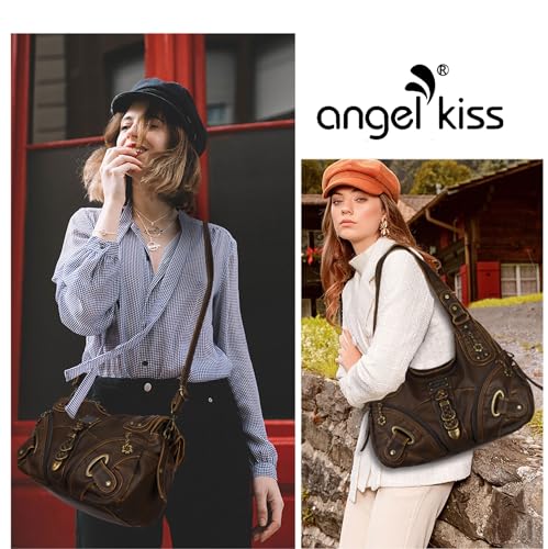 Angelkiss Hobo Purses and handbags for Women Satchel Handbag Women Purses Large Daily Shoulder Bags | Purses - color: 801brown