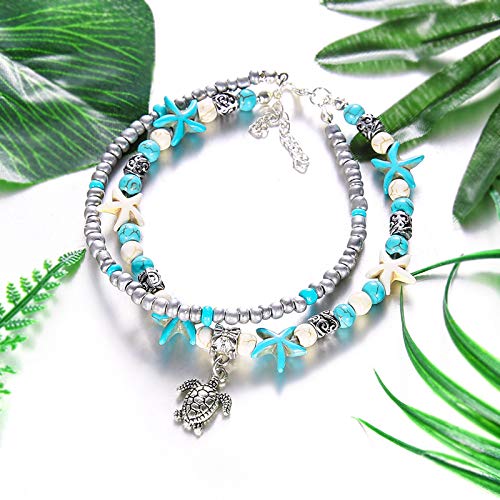 Suyi 5pcs Ankle Bracelets for Women Layered Beach Adjustable Anklets Boho Chain Anklet Foot Jewelry - color: 5pcs Set2