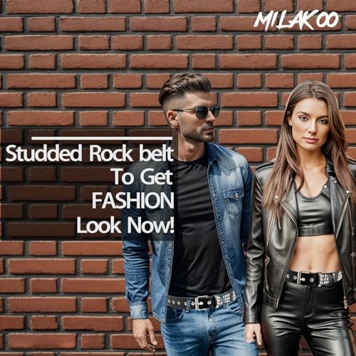 MILAKOO Punk Leather Waist Belt for Women Vintage Accessories for Hippie Skateboarding Enthusiasts - color: F