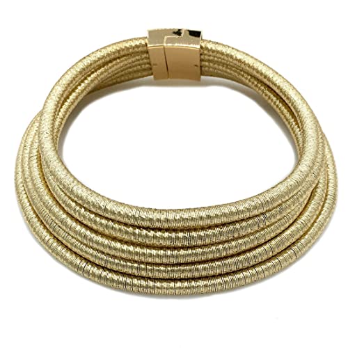 COLORFUL BLING Handwoven African Tribal Multilayer Chunky Statement Necklace Egypt Bib Collar Choker Costume Party Jewelry Accessories for Women - color: gold