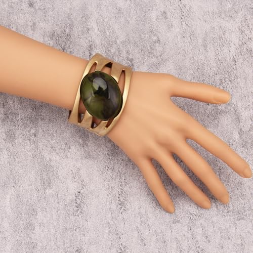 Gold Cuff Bracelet for Women Silver Beaded Bracelets Open Bangle Stackable Stretch Bead Bracelet Boho Jewelry Gifts for Wife Couple - style: Women's Gold Cuff Bracelet