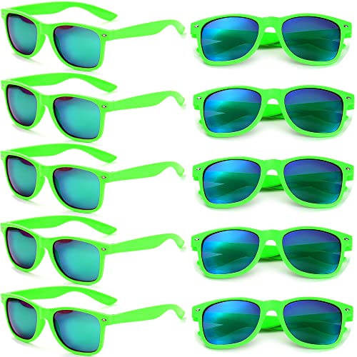 Eyegla Sunglasses Bulk Party Sunglasses Pack 80s Shades Eyewear Set for Men Women 8/10/20/30Pack - color: Green 10 Pack