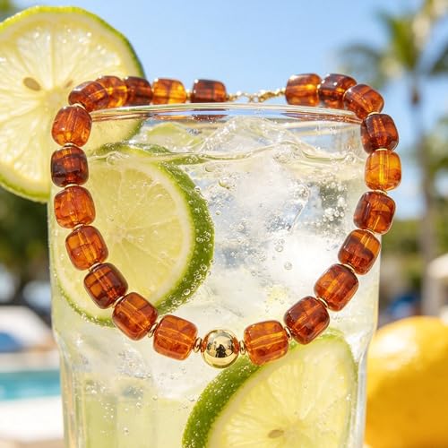 Chunky Beaded Necklace for Women Boho Colorful Statement Choker Necklaces Summer Beach Resin Jewelry Accessories - color: Light Brown