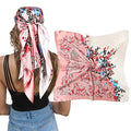 AWAYTR Satin Silk Scarf - Large Hair Bandana, Sleeping Wrap for Women - color: Cashew(white+pink)