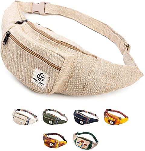 Freakmandu Eco-Friendly Boho Hippie Style Hemp Fanny Pack White Hip Waist Bag for Hiking Running Jogging (Nirvana) - color: Nirvana