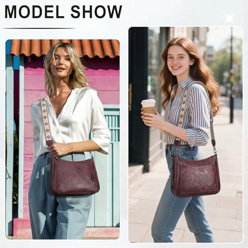 KITEVIUN Crossbody Bags for Women Trendy, Vegan Leather Medium Butterfly Hobo Purse, Women's Shoulder Handbags - color: Grape Purple