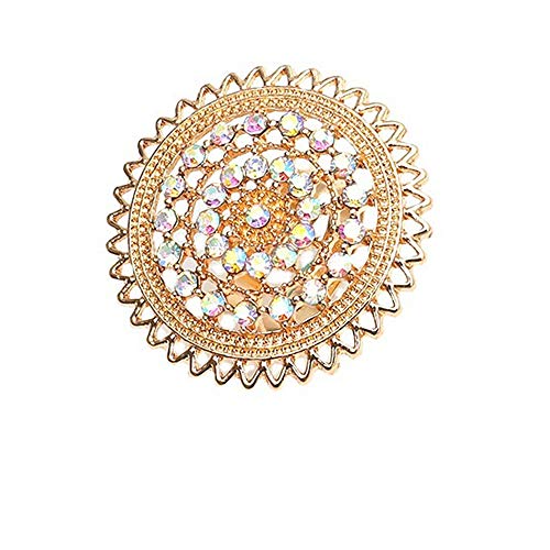 Dtja Vintage Big Round Statement Ring for Women Girls Boho Antique Mosaic Crystal CZ Expandable Open Wrap Finger Rings Adjustable Comfort Fit Indian Bollywood Style Exaggerated Jewelry - style: Lacy