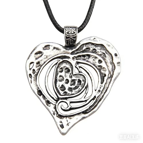 Bohemian Women's Leather Long Pendant Necklace Sweater necklace Adjustable Retro Woven Handmade Jewelry - color: Silver Love Necklace