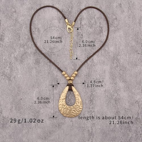 JAOYU Bohemian Necklaces for Women Leather Necklace Wood Pendant Choker Long Brown Necklace Chunky Circle Boho Hippie Jewelry - style: Bolo Choker Necklace