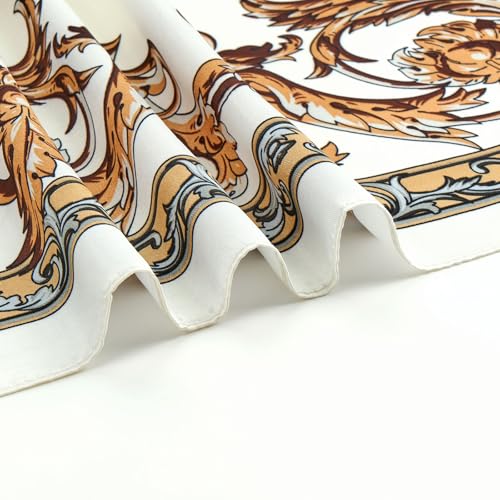 QIUTIMIY 35"x35" Like Silk Head Scarf for Women Satin Feel Large Square Scarf for Hair Wrapping and Sleeping Fashion Bandana - color: (90cm)square Scarf 20