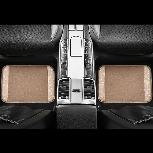 CAR PASS Bling Car Mats Shining Diamond Carpet Crystal Rhinestones Sparkly Glitter Floor Mats with Anti-Slip PVC Heel Pad Universal Fit for Automotive SUV, Sedan, Car, Van, 4pcs for Girl Women, Beige - color: Beige
