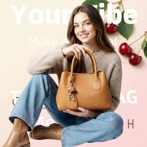 Cute Initial Cherry, Bow, Heart & More Styles - Personalized Keychain Bag Charms & Purse Accessories for Handbags - color: Red Cherry, style: M