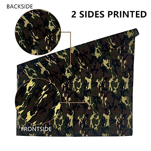 Vamqor 12pcs Bandana for women and men 100% Cotton Custom Fashion Paisley Design Multifunctional Outdoor Square Handkerchief - color: Camouflage