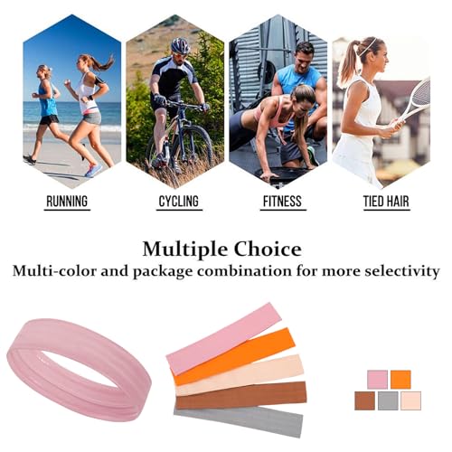 Workout Headbands Non Slip Headband Sport Headbands Sweatbands Elastic Sport Hair Bands for Sports Travel Indoor Fitness Gym - color: solid25