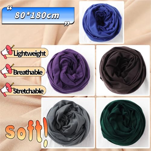 Head Wraps for Black Women, Breathable Headwrap Soft Long Hair Wraps Wide Headscarves for Locs Braids - color: 5pcs-(purple,brown,royal Blue,dark Grey,dark Green)