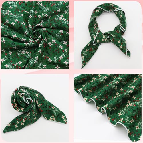 Bandanas for Women Men 21"x21" Floral Headband Scarf Versatile Hair Bandana Square Head Scarf - color: Green Garden