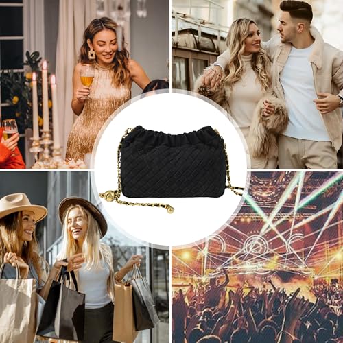 Joryin Woven Women's Crossbody Bag & Evening Purse, Trendy Dumpling Clutch & Hobo Cloud Shoulder Bag Trendy Dumpling Clutch - color: Woven Suede-black