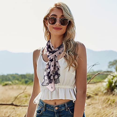 E-Clover Unique Fashion Women's Scarf Chiffon Sheer Scarves for Women Lightweight - color: Polka Dot-purplepink