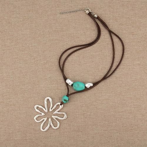 JAOYU Boho Necklace for Women Large Pendant Necklace Boho Long Choker Leather Gold Necklace Vintage Earthy Jewelry Trendy - style: Bohemian Large Pendant Necklaces