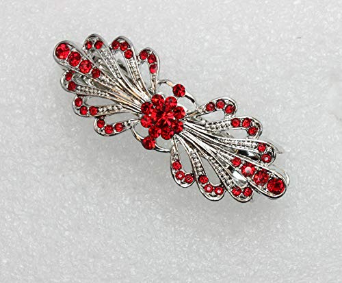 Faship Red Small Mini Floral Hair Barrette Clip - color: Red