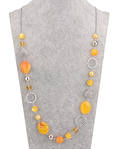 PEARL&CLUB Long Beaded Necklaces For Women - Sweater Chain Fashion Jewelry Necklace Gifts For Women - color: 23-Yellow