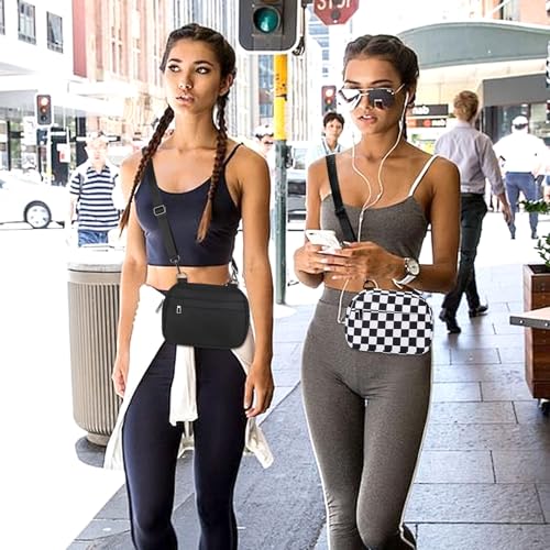 MAXTOP Small Crossbody Bags for Women Belt Bag Fanny Pack with Adjustable Strap - color: Checkered Black, style: Small Crossbody Bag