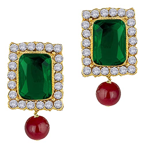 Aheli Ethnic Choker Necklace Earrings Wedding Bollywood Party Jewelry Set Gift for Women - color: Maroon Green
