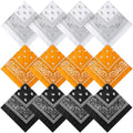 Suhine 24 Pcs Bandanas Bulk for Women Men 22 x 22 Inch Paisley Outdoor Headband Cowboy Handkerchief Summer - color: Black, Orange, White