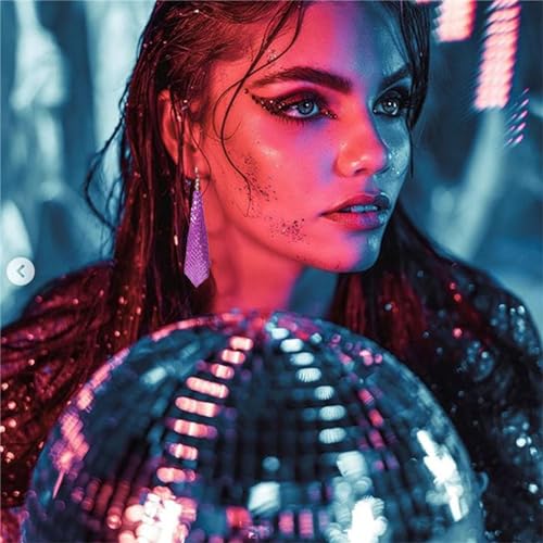 coadipress Metal Mesh Grid Sequins Tassel Long Drop Dangle Earrings for Women Trendy Lightweight Charms Disco Vintage Colorful Long Hook Earrings Bridal Wedding Jewelry - color: Purple