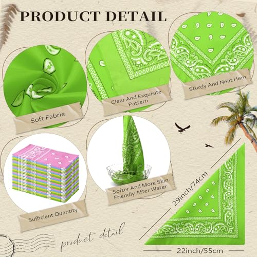 Suhine 24 Pcs Bandanas Bulk for Women Men 22 x 22 Inch Paisley Outdoor Headband Cowboy Handkerchief Summer - color: Candy Colors
