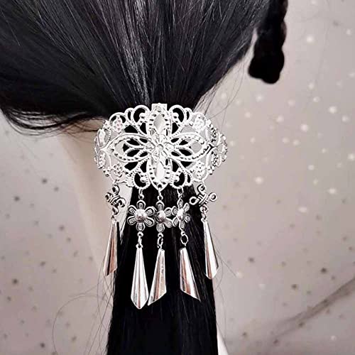 2 Pcs Vintage Hiar Clip with Stick Tassel Hair Pin Hair Slide Metal Hair Bun Holder Hair Barrette Hair Accessories for Women and Girls