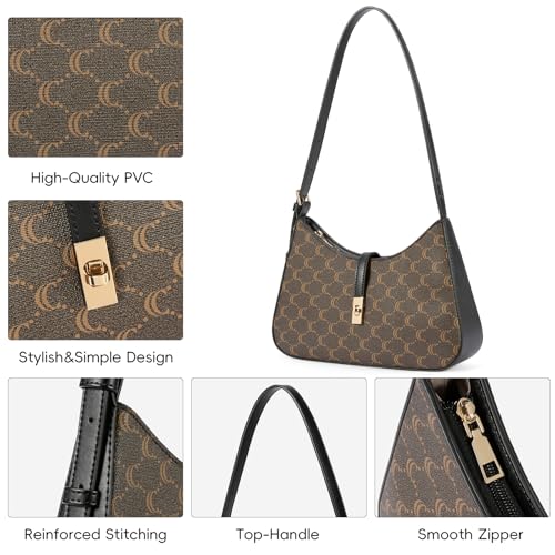 CLUCI Jacquard Purses for Women, Shoulder Bag, Handbag Hobo Bags Crossbody Purse with Adjustable Strap - color: B-coffee Jacquard-small