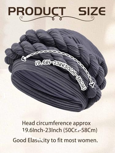 Woeoe Women African Turbans Pre-Tied Twisted Grey Hat Rhinestone Stretchy Head Wrap for Church Party - color: Grey