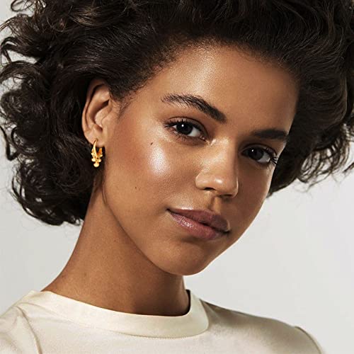 Huggie Earrings for Women 14K Gold Plated Earrings Dainty Statement Sterling Silver Cute Dangle Earring Hypoallergenic Huggie Hoop Earrings for Wome Trendy Prom Party Jewelry Gift - color: 1-Gold