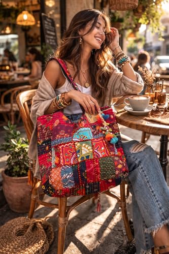 Tribe Azure Fair Trade Women's Cotton Shoulder-Handbags