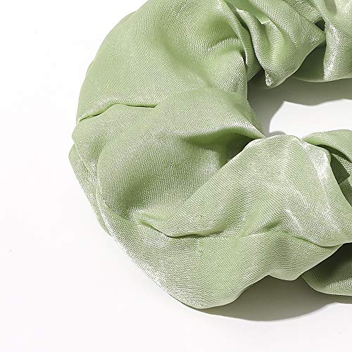 Silk Satin Scrunchies Women Hair Ties - Ivyu Big Scrunchy Ponytail Holder No Crease Hair Bands Soft Elastic No Hurt Your Hair for Vsco Girl Women Gray Dark Green Light Green Beige - color: Gray Dark Green Light Green Beige
