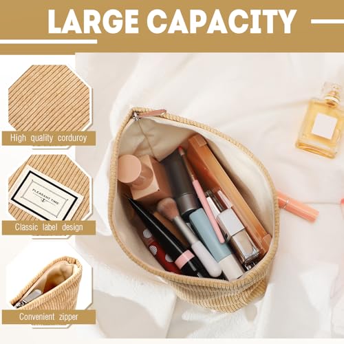 Sanwuta 4 Pack Velvet Makeup Bag Cosmetic Bag for Women Large Capacity Corduroy Pouch Zipper Canvas Travel Toiletry Purse Make up Organizer Case Accessories(Rainbow Color,Plaid) - color: Rainbow Color