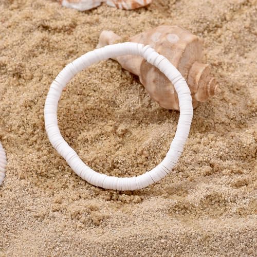 ATIMIGO Adjustable Nature Puka Shell Ankle Bracelet Cowrie Shell Anklet Handmade Boho Hawaiian Beach Surfer Seashell Braided Anklet Foot Jewelry for Women - color: black string cowire shell anklet & white anklet