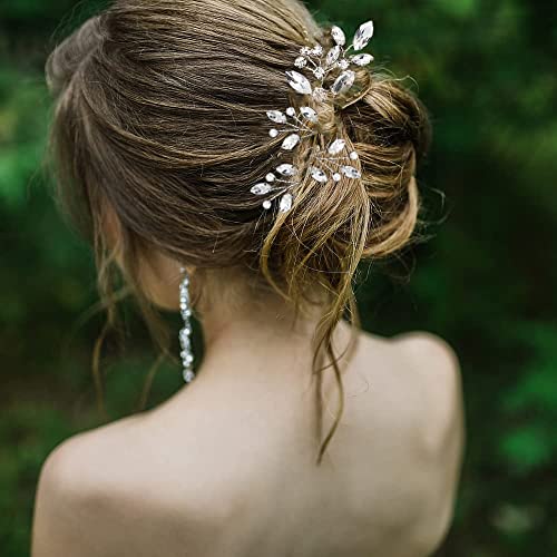 6 Pieces Bride Hair Pins Rhinestones Hair Accessories for Women Crystal Wedding Hair Piece for Bride Women Girls Bridesmaids(Silver) - color: Silver