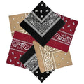 MDSTYLE 6 Pack 100% Cotton Bandanas 22” x 22" for Men & Women Paisley Handkerchief Headband Scarf Bandana - color: Black X2, Burgundy X2, Tan X2