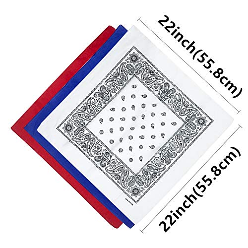 Vamqor 12pcs Bandana for women and men 100% Cotton Custom Fashion Paisley Design Multifunctional Outdoor Square Handkerchief - color: 24 Pack Assorted