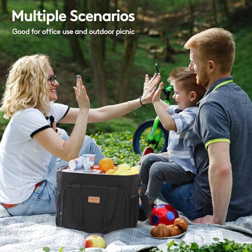 Lifewit Large Lunch Bag, Insulated Lunch Box, Soft Cooler Cooling Tote for Adult Men Women, Black 40-Can (24L) - color: Black, size: Jumbo(24L)
