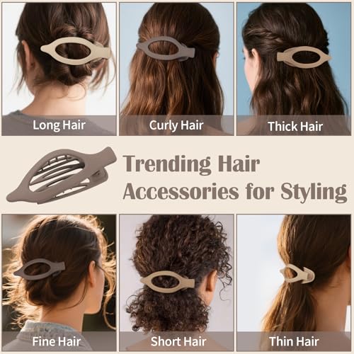 9 Pack Flat Hair Clips for Women, Matte Claw Clips for Thick & Thin Hair, Suitable for Driving (Beige,Light Beige,Taupe) - color: Beige/Light Beige/Taupe-Regular