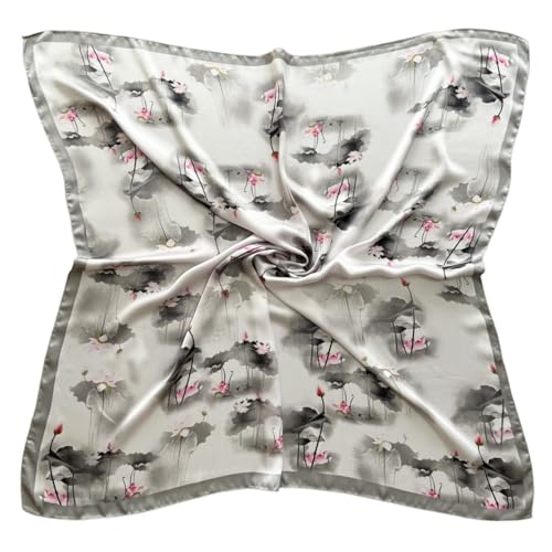 Julunar Silk Like Head Scarf for Women - Satin Large Hair Scarves - 35" Square Silk Hair Wrap for Sleeping with Gift Packed - color: A024-1 Lotus Leaf