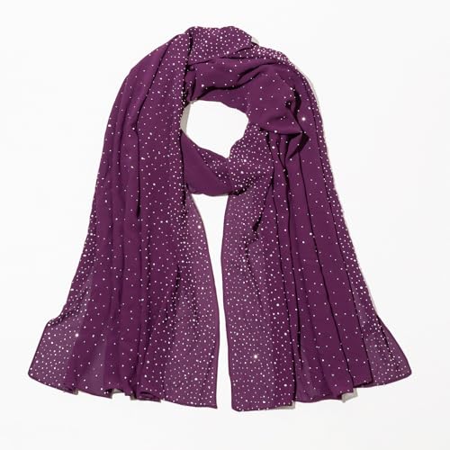 Shawls and Wraps for Evening Dresses Sheer Chiffon Women Elegant Soft Silky Sparkly Wedding Bridal Scarf - color: Plum C
