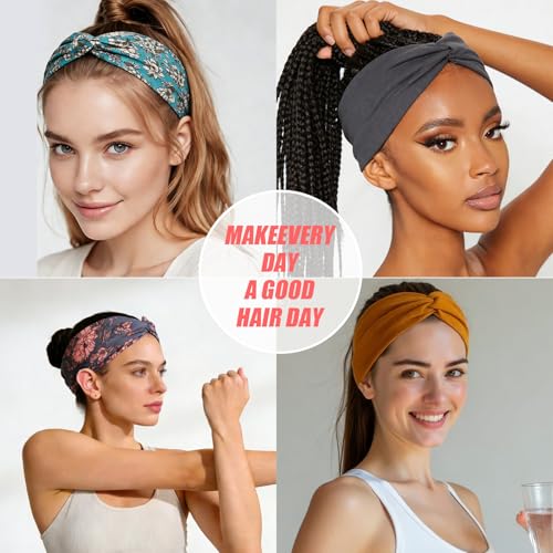 Yeshan 12 Pack Headbands for Women, Boho Sports Hairbands, Elastic Wide Headband Non Slip Workout Yoga Criss cross Headbands for Women - color: Multicolor