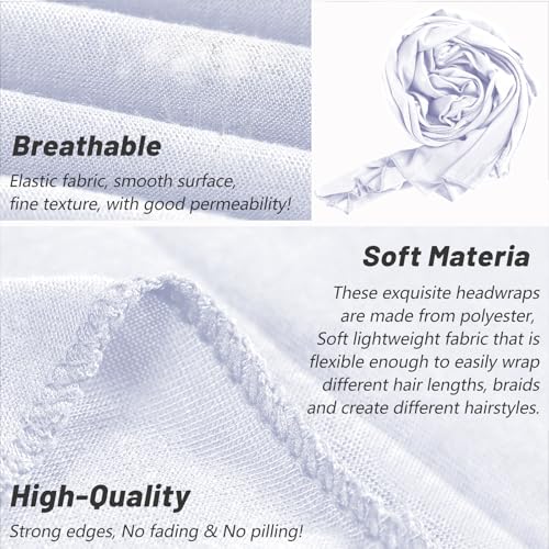 Head Wraps for Black Women African Head Wrap Lightweight for Women Long Plain Turban Hair Scarf Scarves - color: 1 Pc-white