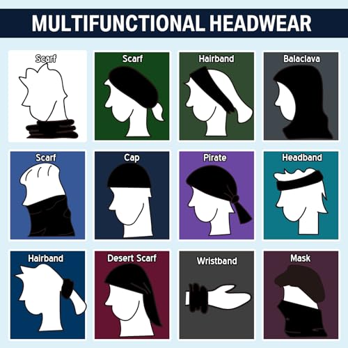 Jiuguva 26 Pcs Neck Gaiter Men Face Mask Headband Boho Head Wrap Headwear Bulk Hiking Seamless Neck Scarf Skull Bandana Women - color: Black Color, style: Basic Style